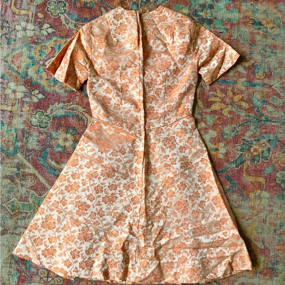 60s floral brocade handmade dress - Picture 4 of 7